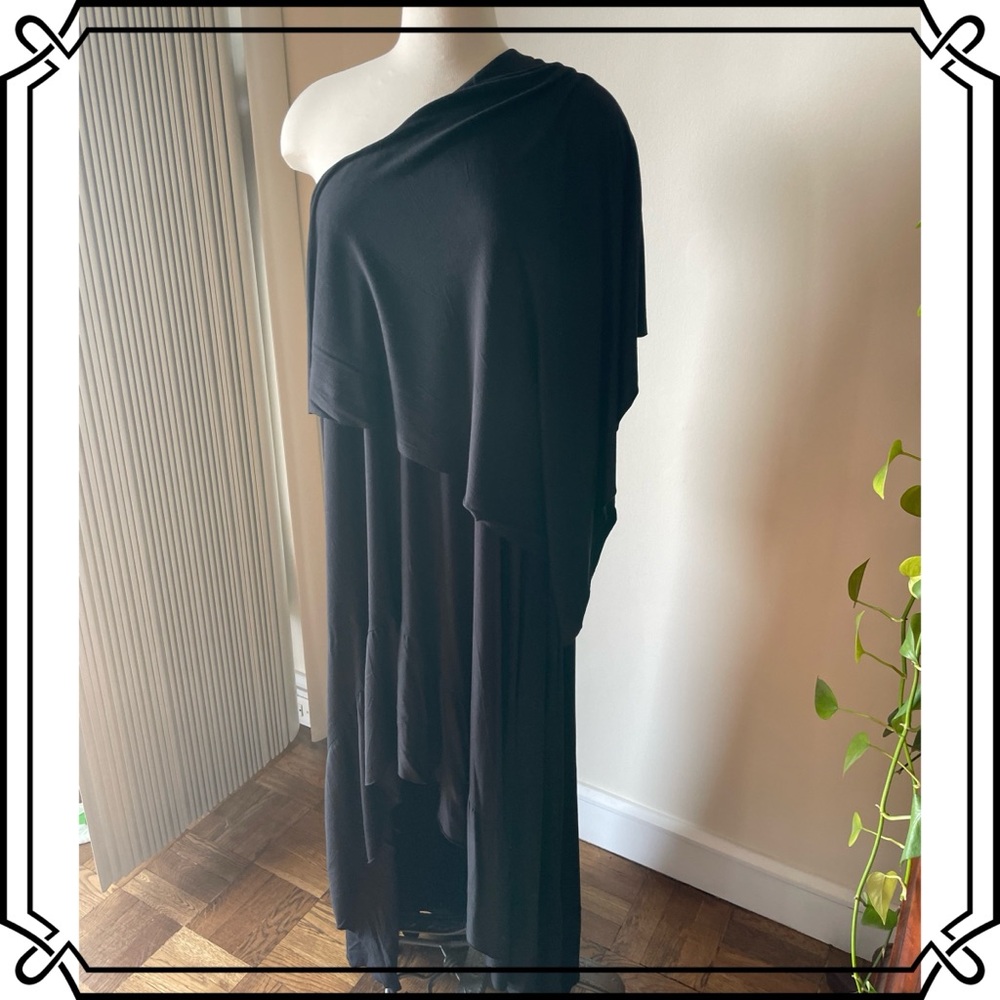 Rare find Free People Assymetrical Capelette One Shoulder Knit Flowy maxi